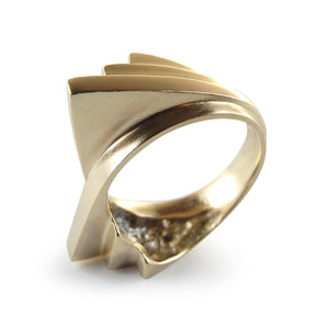 9K Gold Curved Double Fan Ring