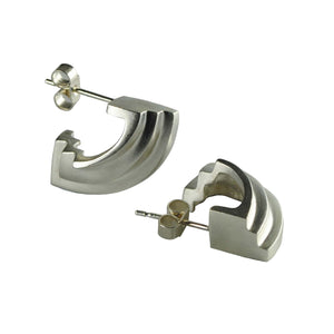 Silver Curved Fan Earrings