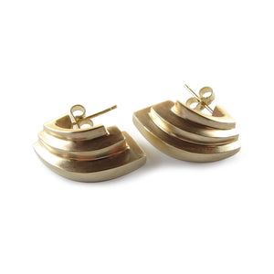 9K Gold Curved Fan Earrings